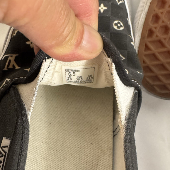 VANS Women’s 6.5 Classic Slip On Custom With LV Design - Picture 7 of 8